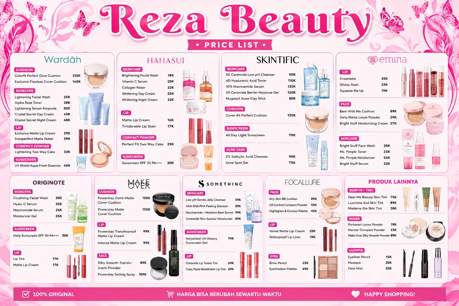 Pricelist Reza Beauty